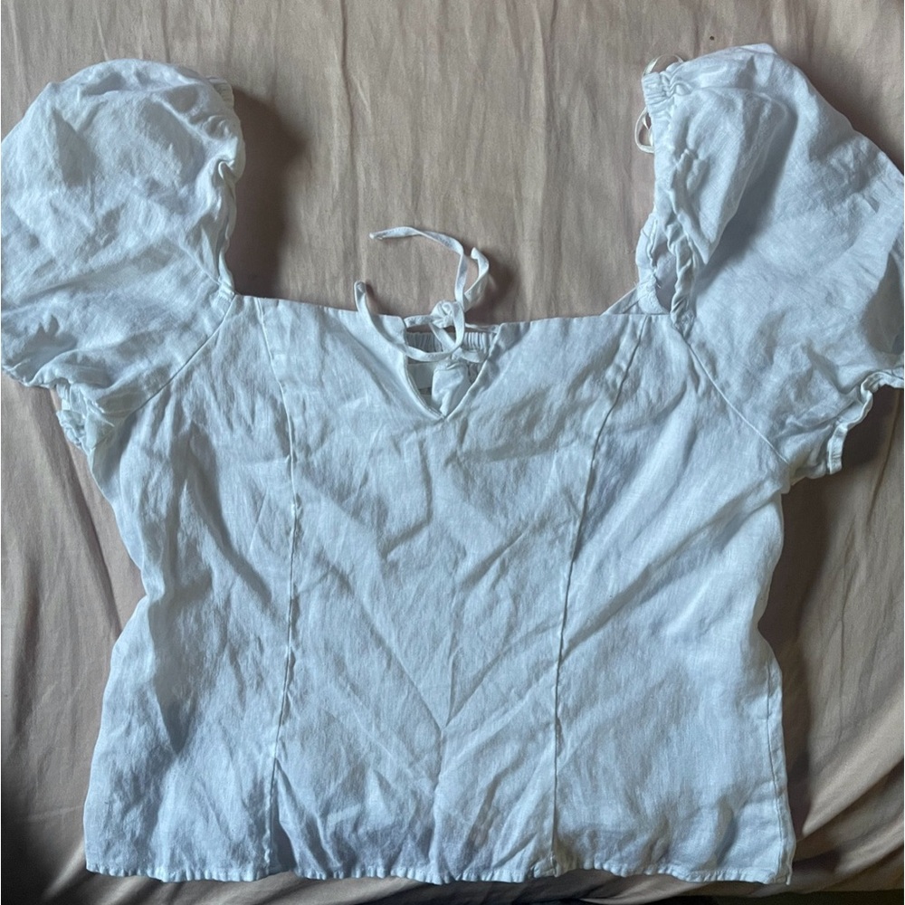 H&M| White linen babydoll top